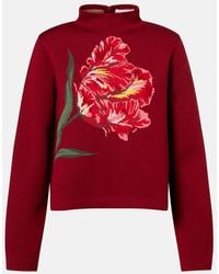 Carolina Herrera - Floral Jacquard Cotton And Wool Sweater - Lyst