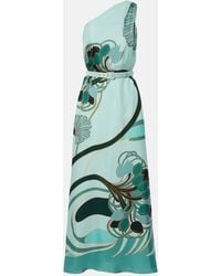 La DoubleJ - Roy Printed One-Shoulder Silk Maxi Dress - Lyst