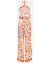 Poupette - Isabelle Printed Halterneck Jumpsuit - Lyst