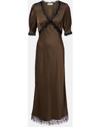 RIXO London - Annina Lace-Trimmed Satin Midi Dress - Lyst