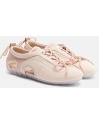 Simone Rocha - Cutout Suede-Trimmed Satin Sneakers - Lyst