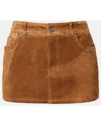7 For All Mankind - Low-Rise Suede Miniskirt - Lyst