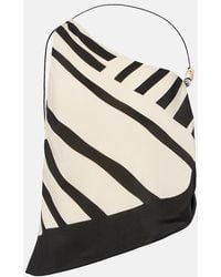 SIR. - Arte Printed One-Shoulder Silk Satin Crop Top - Lyst