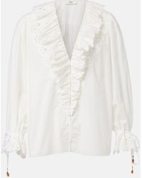 Chloé - Broderie Anglaise Cotton Voile Blouse - Lyst