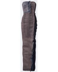 Rick Owens - Distressed Denim Bustier Gown - Lyst