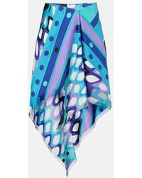 PUCCI - Vivara Silk Twill Midi Skirt - Lyst