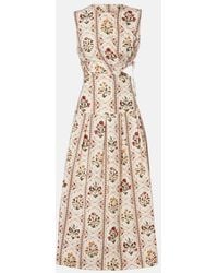 Agua Bendita - Otono Andes Floral Cotton Midi Dress - Lyst