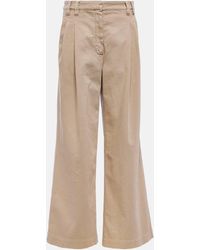 Brunello Cucinelli - Pleated Wide-leg Cotton Pants - Lyst