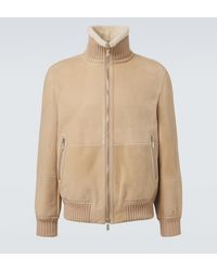 Brunello Cucinelli - Shearling-Lined Suede Bomber Jacket - Lyst