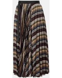 Sacai - Striped Midi Skirt - Lyst