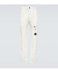 C.P. Company - Cotton And Linen Straight Pants - Lyst