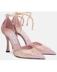 Jimmy Choo - Stevie 100 Crystal-Embellished Satin Pumps - Lyst