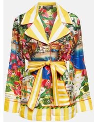 Dolce & Gabbana - Portofino Printed Belted Silk Shirt - Lyst