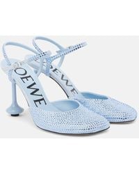 Loewe - Toy 90 Crystal-Embellished Leather Pumps - Lyst