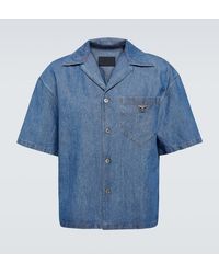 Prada - Camisa bowling de algodon y lino - Lyst