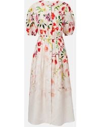 Gabriela Hearst - Ignis Floral Linen Midi Dress - Lyst