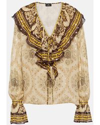 Etro - Ruffled Paisley Silk-Blend Blouse - Lyst