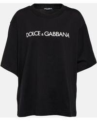 Dolce & Gabbana - Kurzarm-T-Shirt Aus Baumwolle Mit Dolce&Gabbana-Schriftzug - Lyst