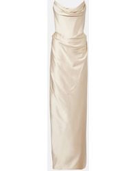 Vivienne Westwood - Galaxy Draped Crepe Satin Bustier Gown - Lyst