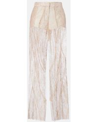 Blumarine - Lace-Trimmed Satin Wide-Leg Pants - Lyst