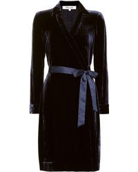 Diane von Furstenberg Wickelkleid New Jeanne aus Samt - Schwarz