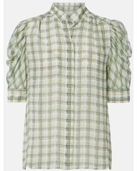 FRAME - Gillian Checked Silk Blouse - Lyst
