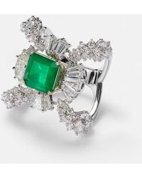 YEPREM - Reign Supreme 18Kt Ring With Diamonds And Emerald - Lyst