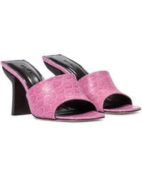 BY FAR - Liliana Croc-Effect Leather Sandals - Lyst