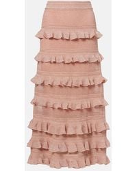 Zimmermann - Rebellion Ruffled Lame Midi Skirt - Lyst