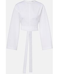 Alaïa - Cotton Poplin Crop Top - Lyst