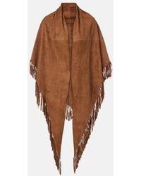 Nour Hammour - Fringed Suede Shawl - Lyst