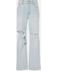 RE/DONE - Loose Long Distressed Straight Jeans - Lyst