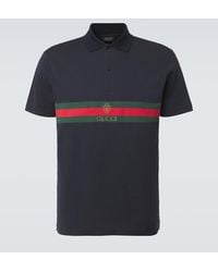 Gucci - Web Stripe Cotton Jersey Polo Shirt - Lyst