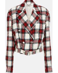 Alessandra Rich - Checked Cropped Wool-blend Jacket - Lyst