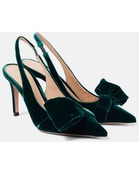 Gianvito Rossi - 85 Bow-Detail Velvet Slingback Pumps - Lyst