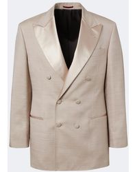 Brunello Cucinelli - Double-Breasted Satin-Trimmed Silk Blazer - Lyst