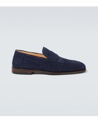 Brunello Cucinelli - Woven Suede Penny Loafers - Lyst