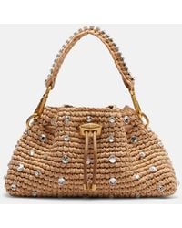 Jimmy Choo - Cinch Small Embellished Raffia Tote Bag - Lyst