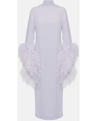 ‎Taller Marmo - Del Rio Feather-Trimmed Crepe Midi Dress - Lyst