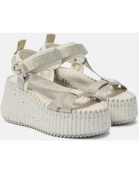 Chloé - Nama Metallic Wedge Sandals - Lyst