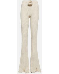 Magda Butrym - Floral-Applique Split-Hem Flared Pants - Lyst