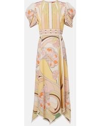 La DoubleJ - Vestido Midi Cherie De Seda Floral - Lyst