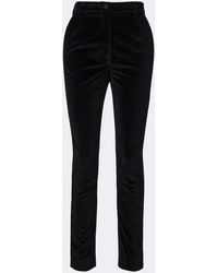 Dolce & Gabbana - Cotton And Silk-Blend Velvet Slim Pants - Lyst