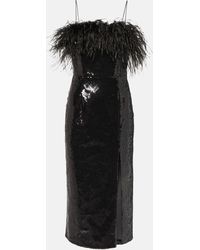 Rebecca Vallance - Nika Feather-trimmed Midi Dress - Lyst