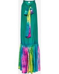 Anna Kosturova - Robe longue imprimee tie & dye en soie - Lyst