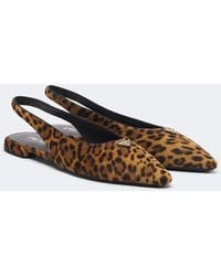 Prada - Leopard-Print Calf Hair Slingback Flats - Lyst
