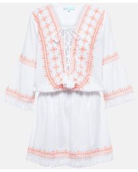 Melissa Odabash - Martina Cotton And Linen Embroidered Minidress - Lyst