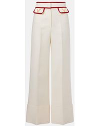 Valentino - Crepe Couture Wide-Leg Pants - Lyst