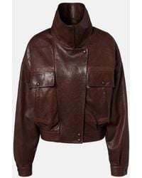 Saint Laurent - Leather Bomber Jacket - Lyst