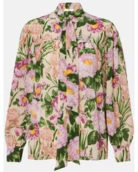 Chloé - Pussy-Bow Floral-Print Silk-Voile Shirt - Lyst